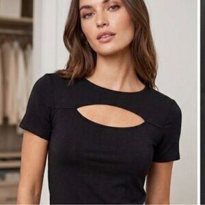 Sanctuary "Cut To The Chase" Black Short Sleeve Cutout Tee - Size M